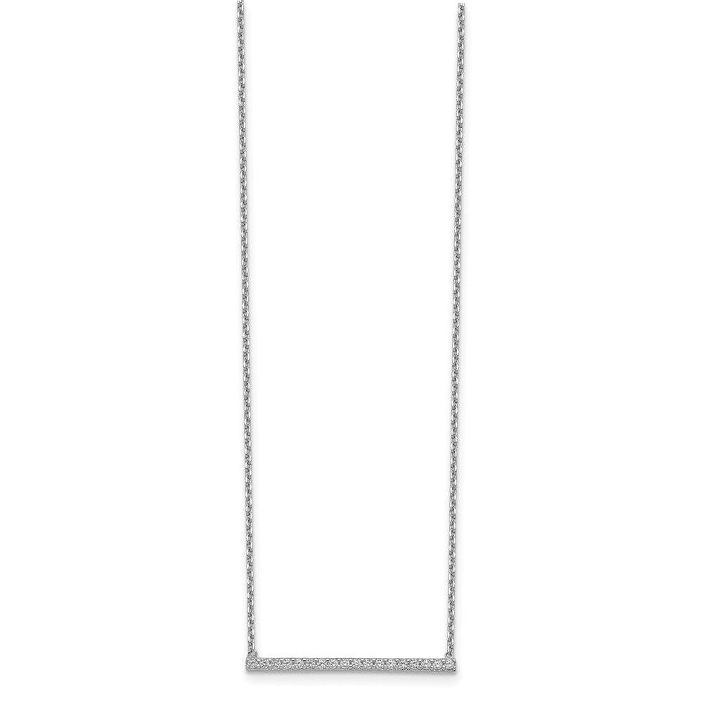Sterling Silver Shimmer Rhodium-Plated 16.25 Inch 19 Stone Cz Bar Adjustable To 18 Choker Necklace