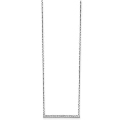 Sterling Silver Shimmer Rhodium-Plated 16.25 Inch 19 Stone Cz Bar Adjustable To 18 Choker Necklace