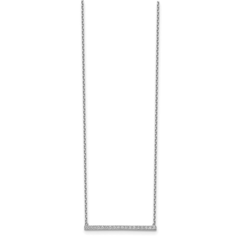 Sterling Silver Shimmer Rhodium-Plated 16.25 Inch 19 Stone Cz Bar Adjustable To 18 Choker Necklace