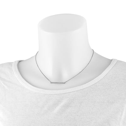 Sterling Silver Shimmer Rhodium-Plated 16.25 Inch 19 Stone Cz Bar Adjustable To 18 Choker Necklace