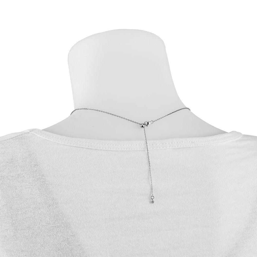 Sterling Silver Shimmer Rhodium-Plated 16.25 Inch 19 Stone Cz Bar Adjustable To 18 Choker Necklace
