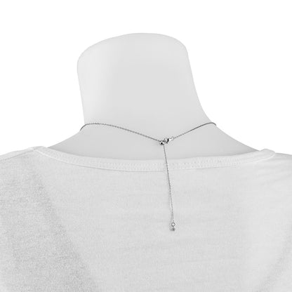Sterling Silver Shimmer Rhodium-Plated 16.25 Inch 19 Stone Cz Bar Adjustable To 18 Choker Necklace