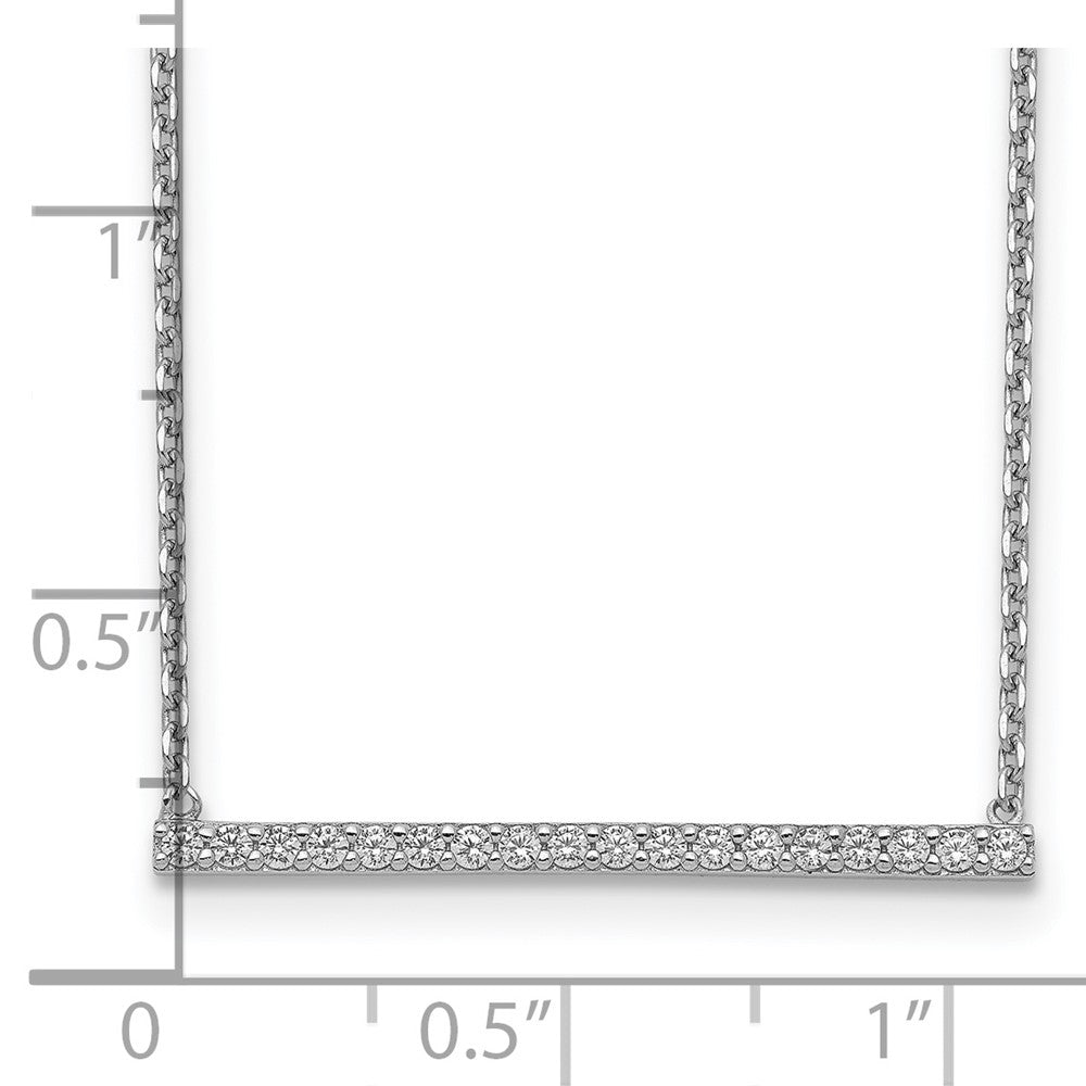 Sterling Silver Shimmer Rhodium-Plated 16.25 Inch 19 Stone Cz Bar Adjustable To 18 Choker Necklace
