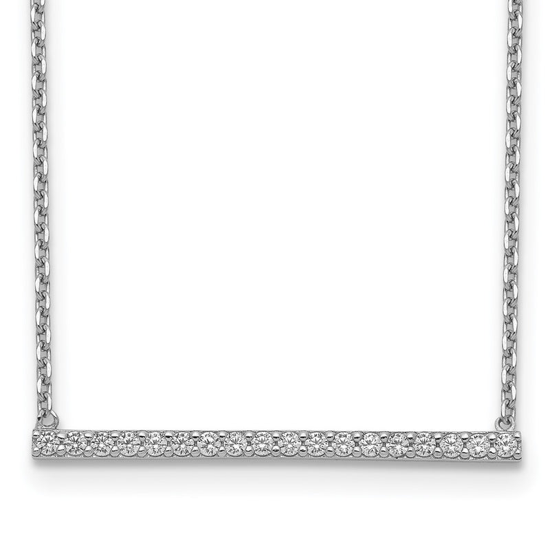 Sterling Silver Shimmer Rhodium-Plated 16.25 Inch 19 Stone Cz Bar Adjustable To 18 Choker Necklace