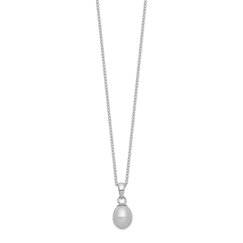 Sterling Silver Rhodium-Plated Fwc Grey Pearl Necklace/Earrings Set