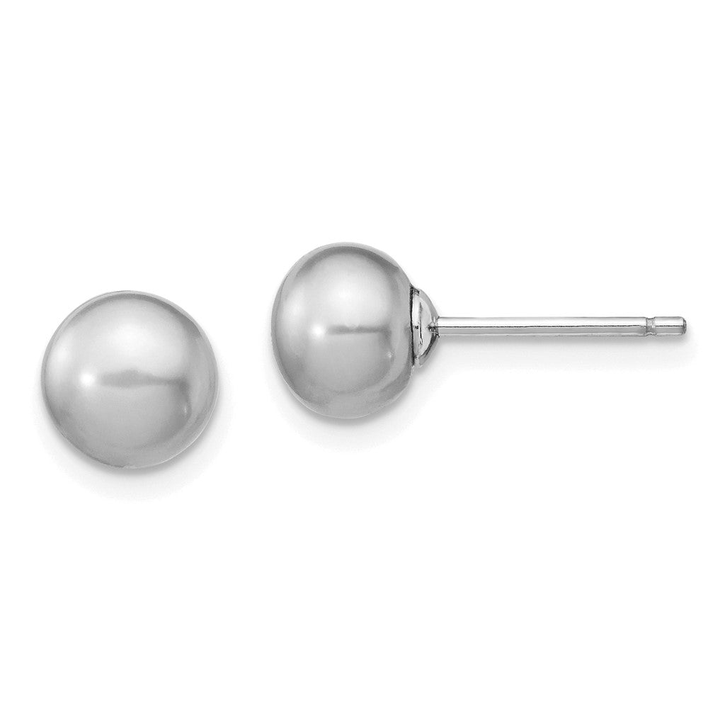 Sterling Silver Rhodium-Plated Fwc Grey Pearl Necklace/Earrings Set