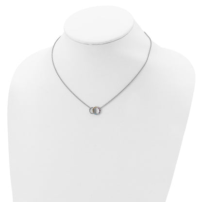 Sterling Silver Prizma Rhodium-Plated 16 Inch Colorful Cz Intertwined Circle Necklace With 2 Extender