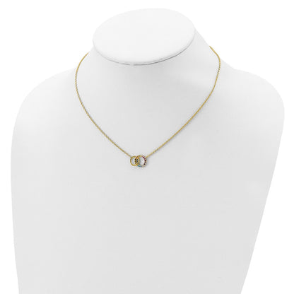 Sterling Silver Prizma Gold-Tone 14K Flash Gold-Plated 16 Inch Colorful Cz Intertwined Circle Necklace With 2 Extender
