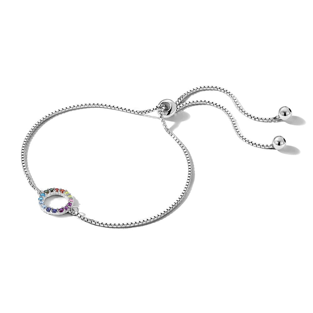 sterling-silver-prizma-rhodium-plated-colorful-cz-open-circle-adjustable-bolo-bracelet