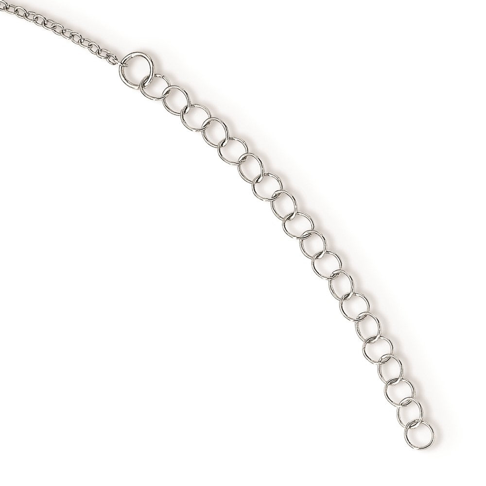 Sterling Silver Rhodium-Plated Clear/Red Cz W/2In Ext. Necklace Choker