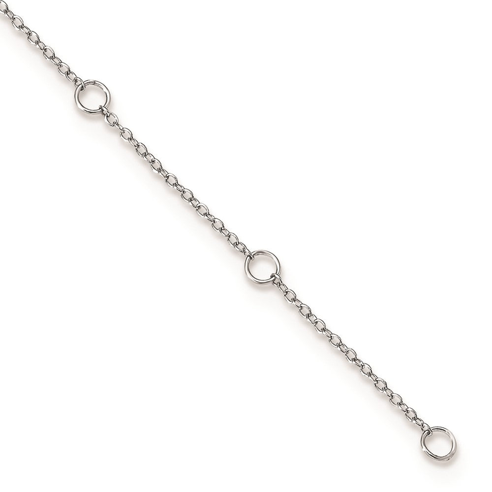 Sterling Silver Rh-Plated Graduating Cz Stars W/ 2In Ext. Necklace