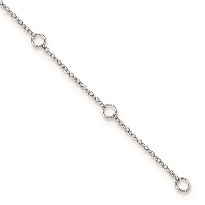 Sterling Silver Rh-Plated Graduating Cz Stars W/ 2In Ext. Necklace