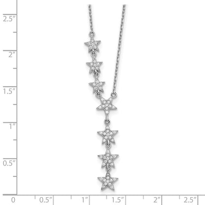 Sterling Silver Rhodium-Plated Cz Stars 18 Inch Necklace