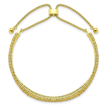 Sterling Silver Ss Gold Tone November Yellow Triple Cz Adjustable Bracelet