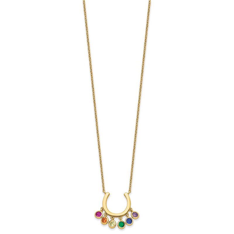 Sterling Silver Prizma Gold-Tone 14K Flash Gold-Plated 16 Inch Colorful Cz Horseshoe Necklace With 2 Extender
