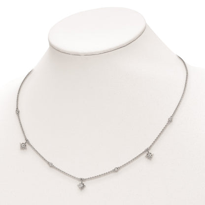 Sterling Silver Shimmer Rhodium-Plated 16 Inch 7 Stone Star Stations Cz Necklace With 2 Extender