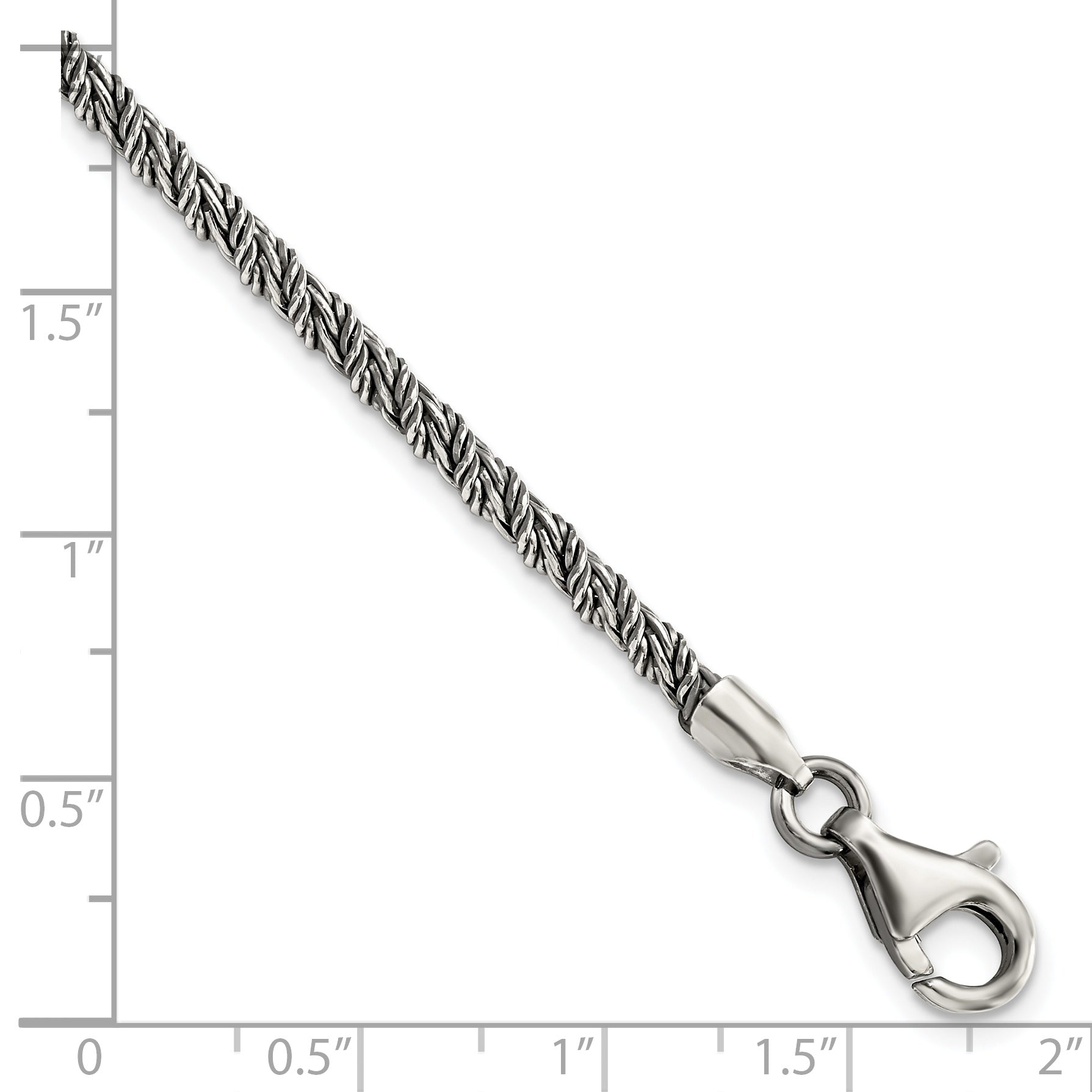 Sterling Silver Antiqued Polished Rope Chain Bracelet