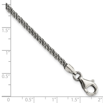 Sterling Silver Antiqued Polished Rope Chain Bracelet