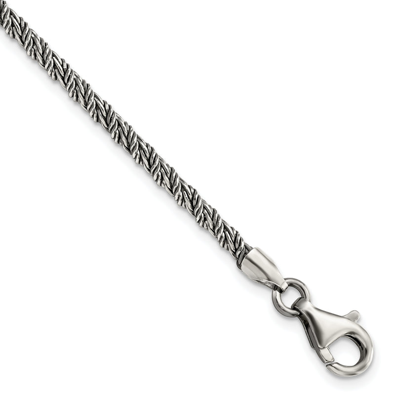 8 Inch Sterling Silver Antiqued Polished Rope Bracelet