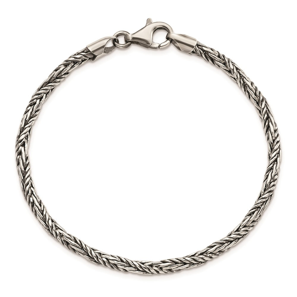 Sterling Silver Antiqued Polished Rope Chain Bracelet