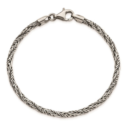 Sterling Silver Antiqued Polished Rope Chain Bracelet