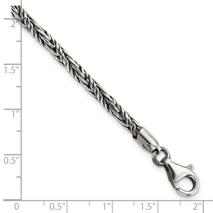 Sterling Silver Antiqued Polished Rope Chain Bracelet
