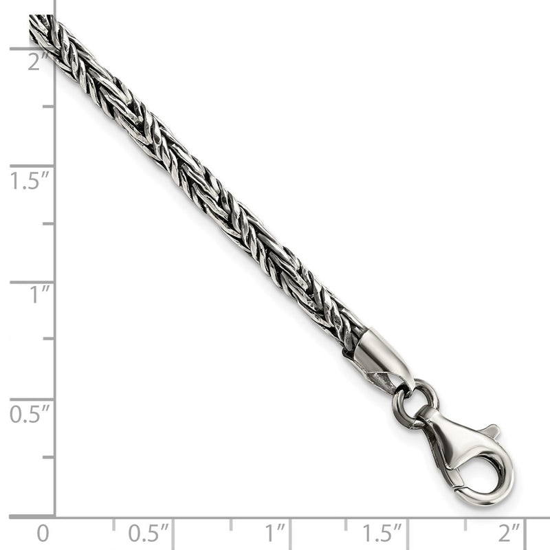 8 Inch Sterling Silver Antiqued Polished Rope Bracelet