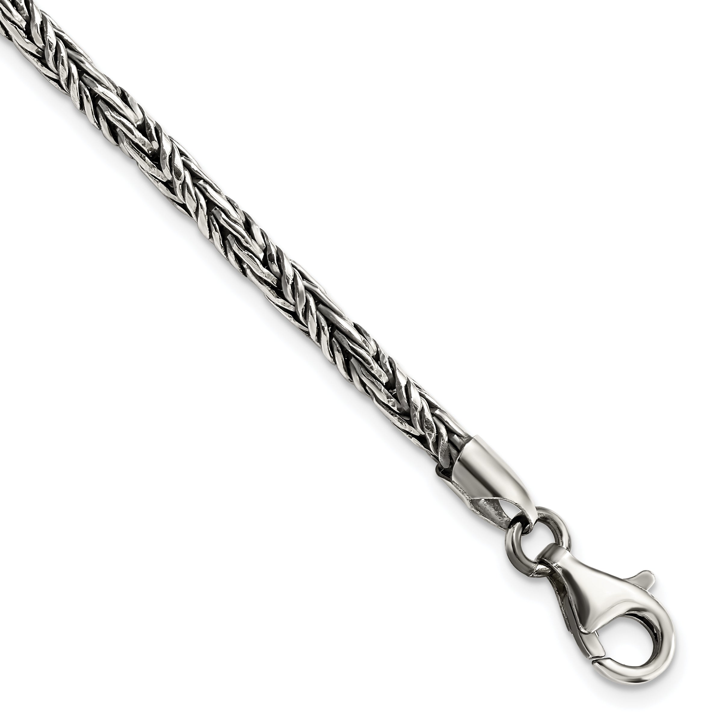 8 Inch Sterling Silver Antiqued Polished Rope Bracelet 8 Inch Sterling Silver Antiqued Polished Rope Bracelet