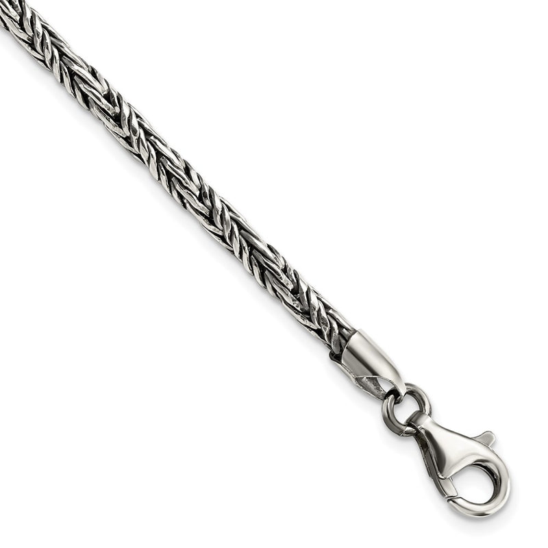 8 Inch Sterling Silver Antiqued Polished Rope Bracelet