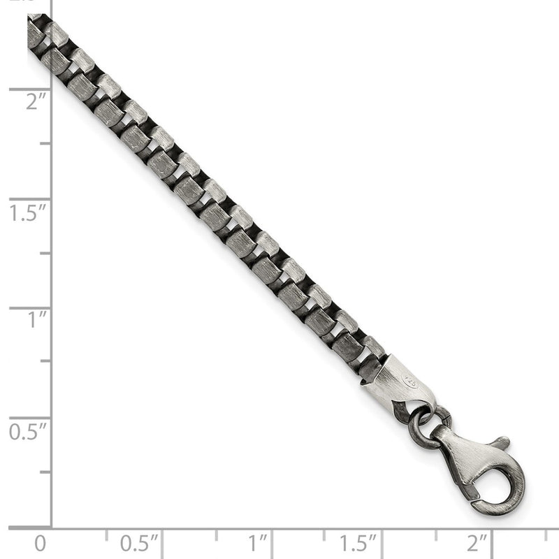 8 Inch Sterling Silver Antiqued Brushed Box Bracelet