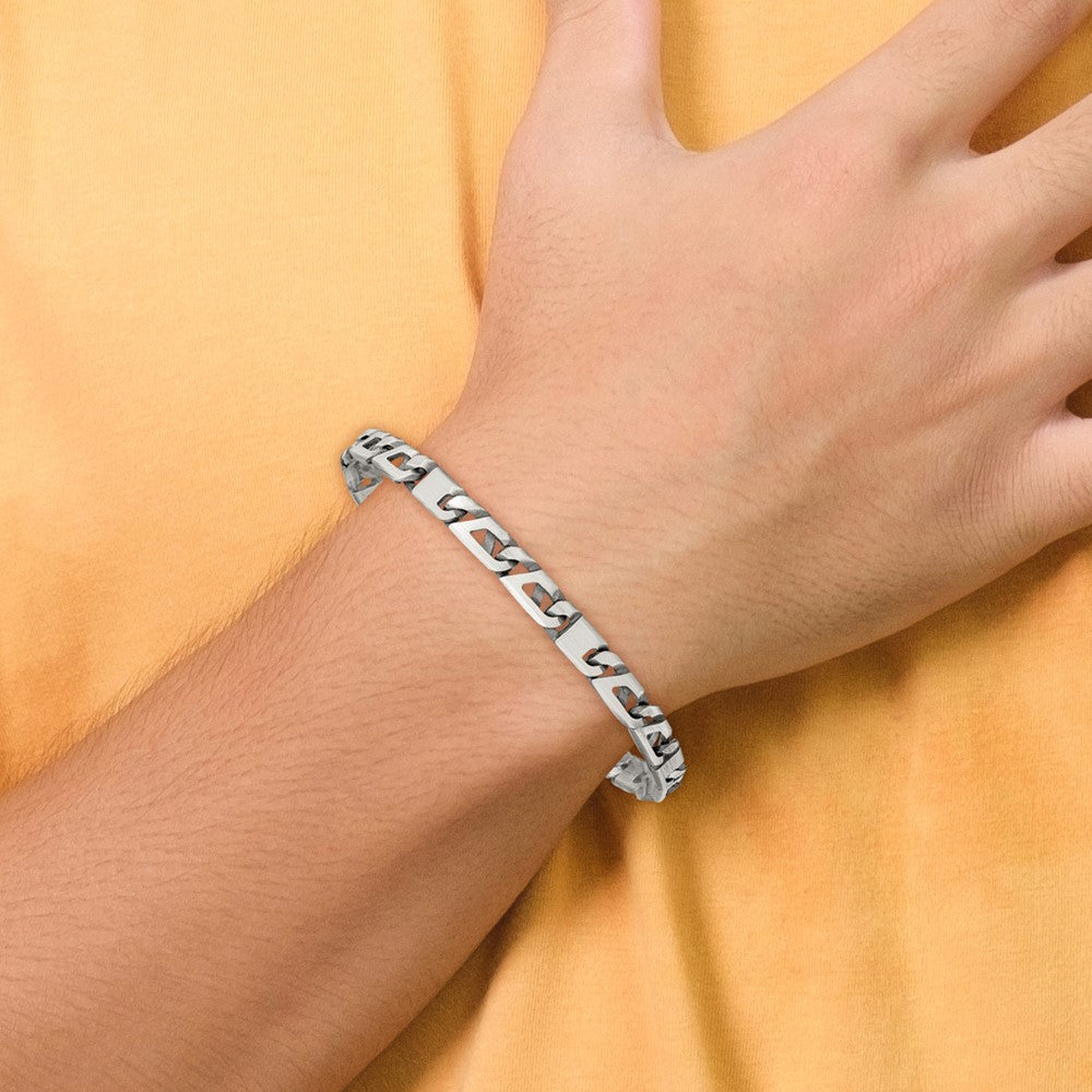 Sterling Silver Antiqued Brushed Link Chain Bracelet