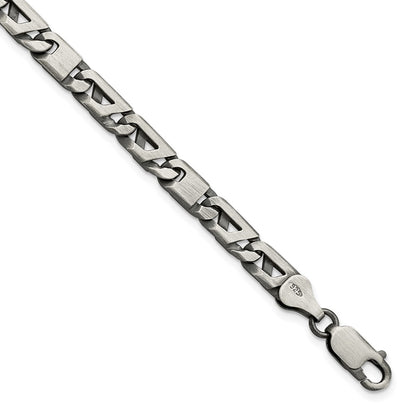 Sterling Silver Antiqued Brushed Link Chain Bracelet