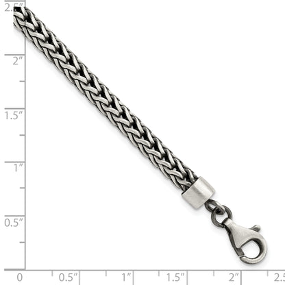 8.25 Inch Sterling Silver Satin & Antiqued Franco Chain Bracelet