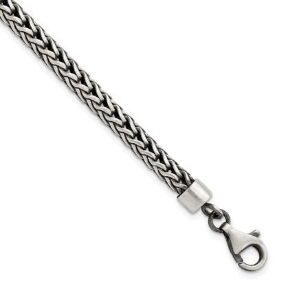 8.25 Inch Sterling Silver Satin & Antiqued Franco Chain Bracelet