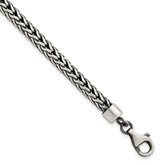 8.25 Inch Sterling Silver Satin & Antiqued Franco Chain Bracelet