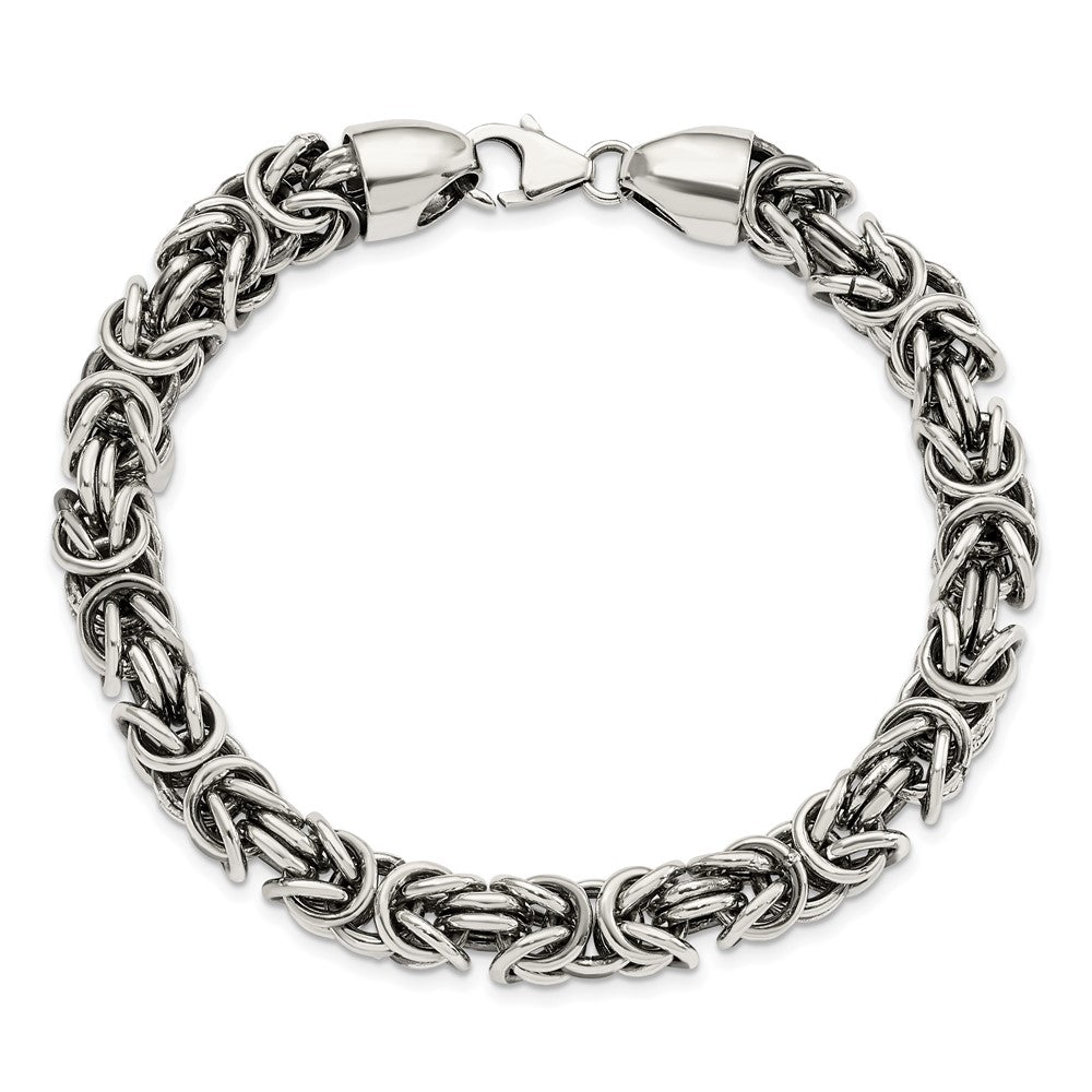Sterling Silver Polished & Antiqued Byzantine Chain Bracelet