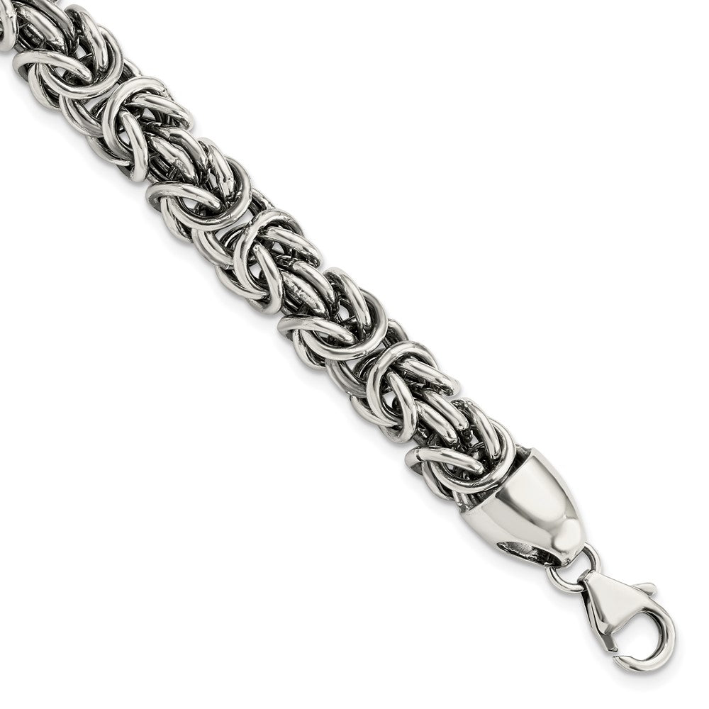 Sterling Silver Polished & Antiqued Byzantine Chain Bracelet