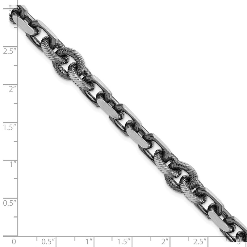 Sterling Silver Mens Antiqued Brushed Cable/Twisted Rolo Chain Bracelet