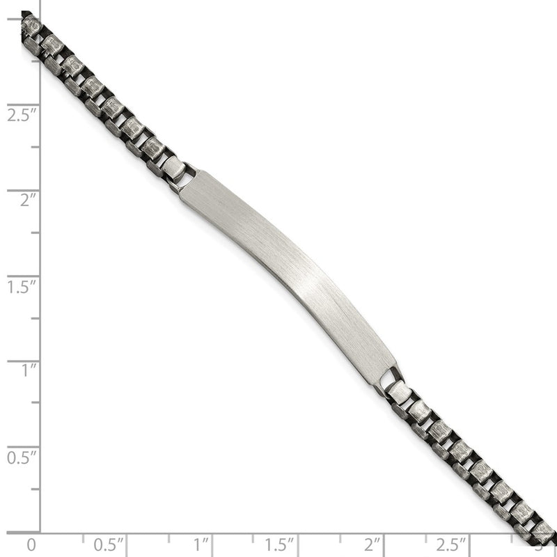 8 Inch Sterling Silver Antiqued Brushed Id Box Bracelet