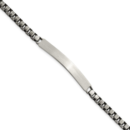 8 Inch Sterling Silver Antiqued Brushed Id Box Bracelet