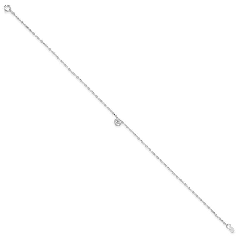 Sterling Silver Rhodium-Plated Polished Cz Anklet