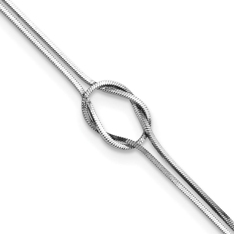 Sterling Silver Rh-Plated Fancy Loop 9In Plus 1In Ext Anklet