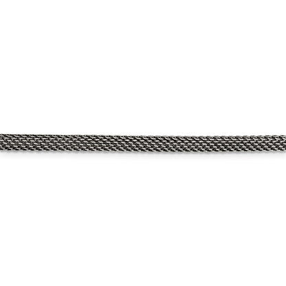 Sterling Silver 4mm Fancy Antiqued Mesh Necklace