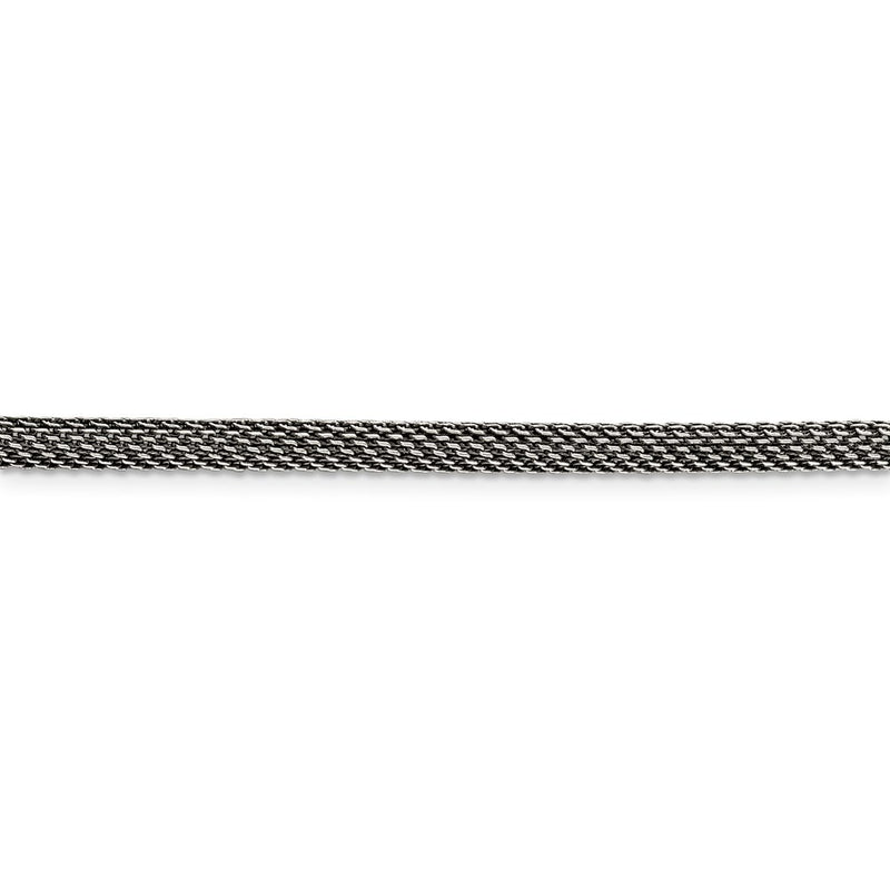 Sterling Silver 4mm Fancy Antiqued Mesh Necklace