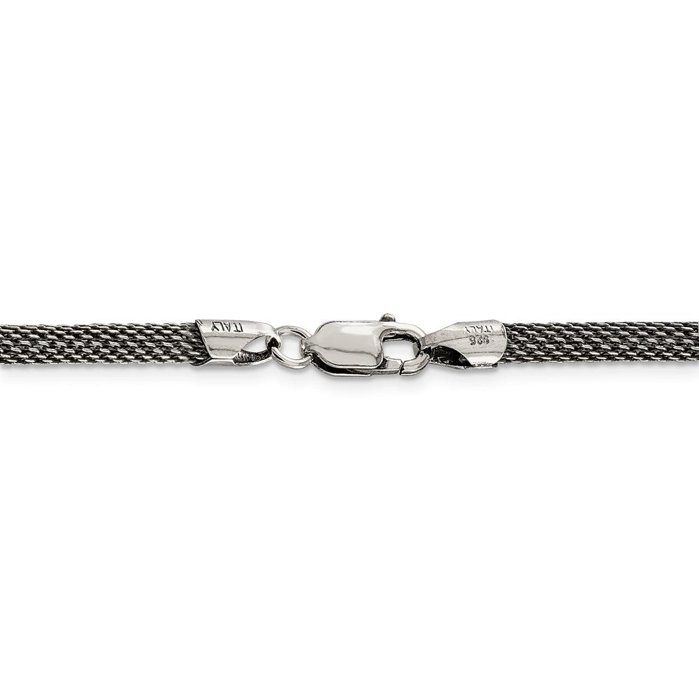 Sterling Silver 4mm Fancy Antiqued Mesh Necklace