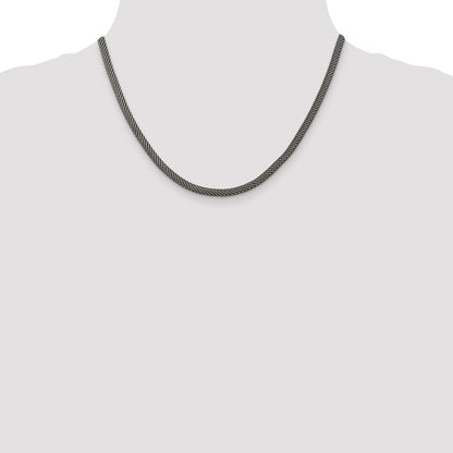 Sterling Silver 4mm Fancy Antiqued Mesh Necklace