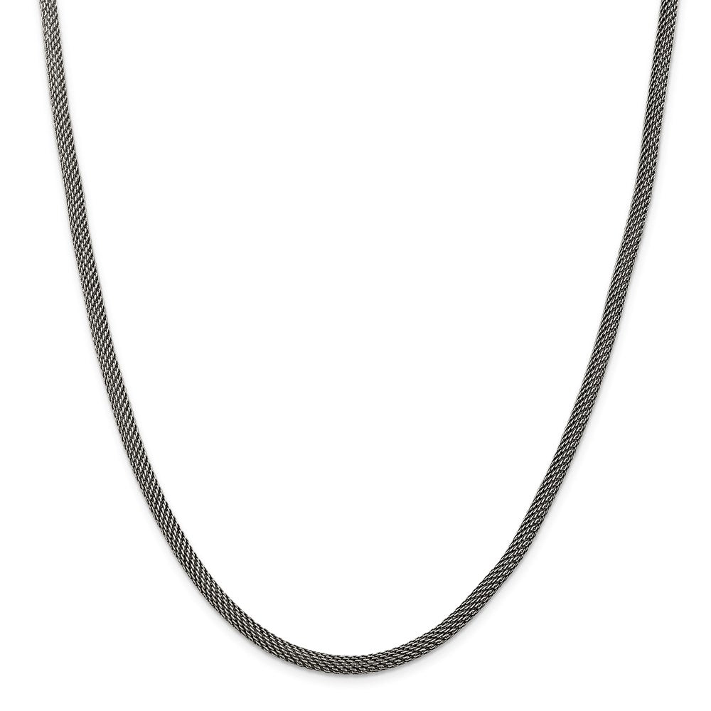 Sterling Silver 4mm Fancy Antiqued Mesh Necklace