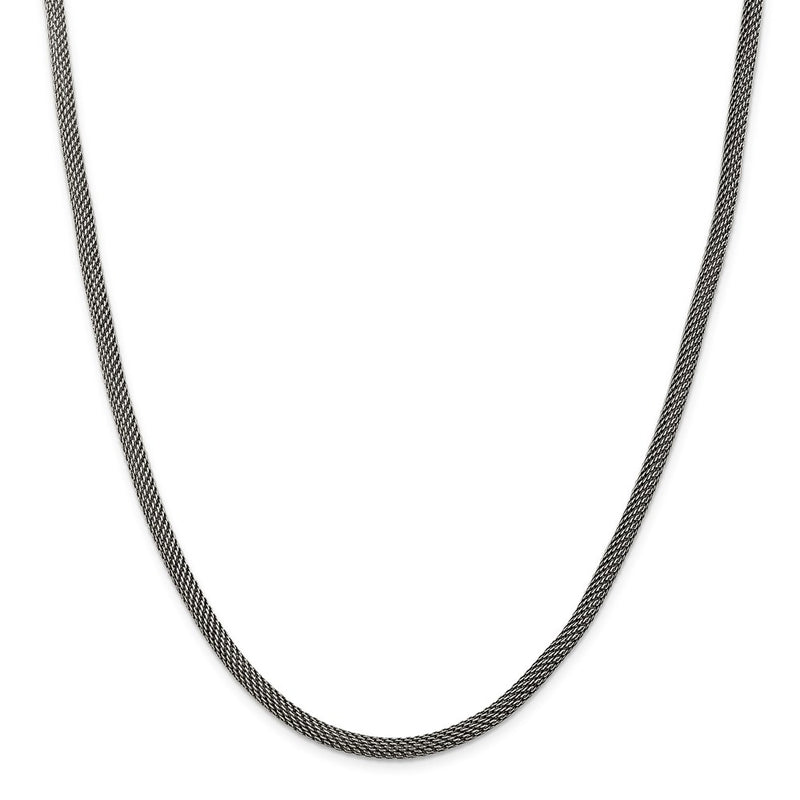 Sterling Silver 4mm Fancy Antiqued Mesh Necklace