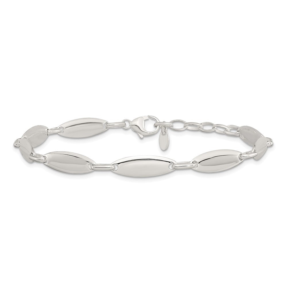 8 Inch Sterling Silver Polished Link W/ 1 In Ext. Bracelet