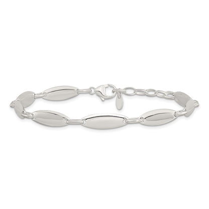 8 Inch Sterling Silver Polished Link W/ 1 In Ext. Bracelet